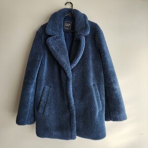 GAP Women's Blue Faux Fur Coat